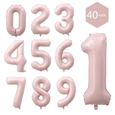 40" Pastel Pink Giant Foil Number Balloons 0-9 Air Helium Birthday Party Balloon