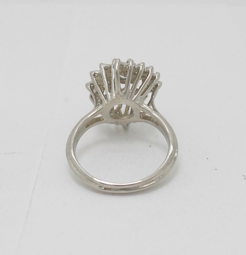 Vintage 1CT Natural Diamond Cluster Cocktail Wedding Bridal Ring 14K White Gold - Picture 10 of 12