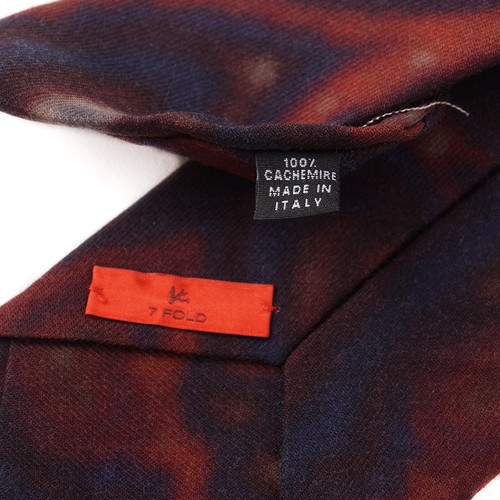 Isaia Napoli 7 Fold Navy-Burgundy Abstract Paisley Cashmere Tie NWT - Picture 4 of 4