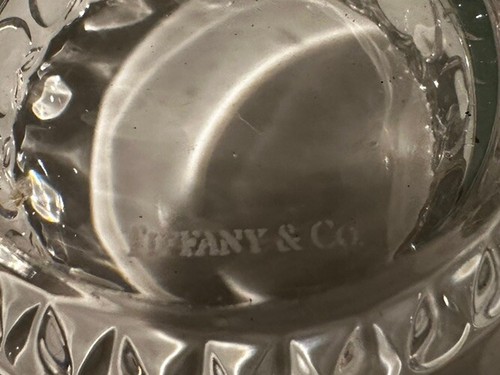 Tiffany Co Crystal Apple Bowl Small Clear Candy Dish Raised Fruit Detail Retired - Picture 4 of 4