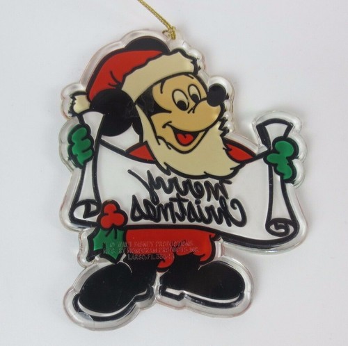 Disney Mickey Mouse Santa sosteniendo Feliz Navidad Bandera Acrílico Adorno Plano - Imagen 2 de 3