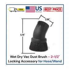 Wet Dry Vac Dust Brush – 2-1/2" Locking Accessory for Hose/Wand