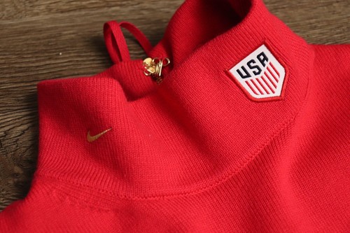 NIKE Every Stitch Considered TEAM USA Olympic Red Wool Bodysuit Zip Romper S - Picture 5 of 8