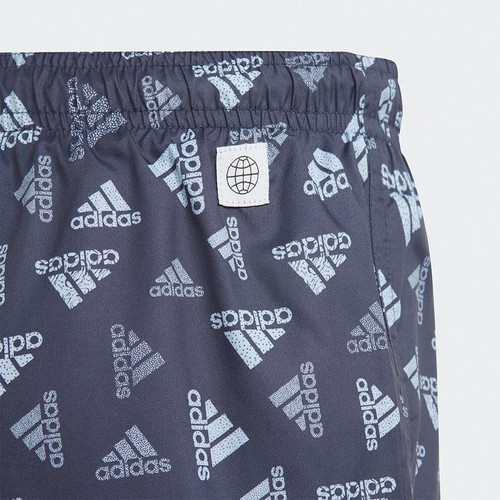 Adidas Classics Swim Shorts Kids Medium Navy Logo Print Elastic Waist JDM1194 - Picture 3 of 10