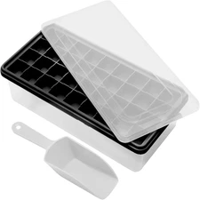 Silicone Ice Cube Tray with Leak-Proof Lid & Storage Bin for Freezer – Bpa-Free 