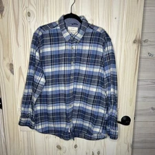 Original Weatherproof Vintage Mens Plaid Blue Flannel Long Sleeve Shirt Size XL