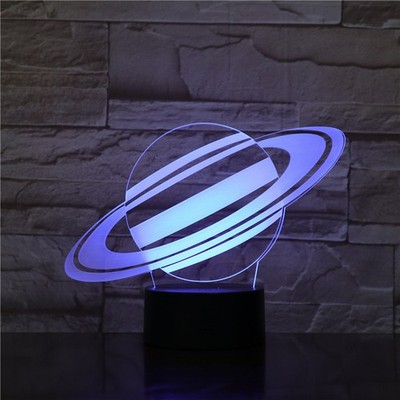 3D Planet Saturn 7 Color Lighting Night Light LED Desk Lamp Touch Decor Gift