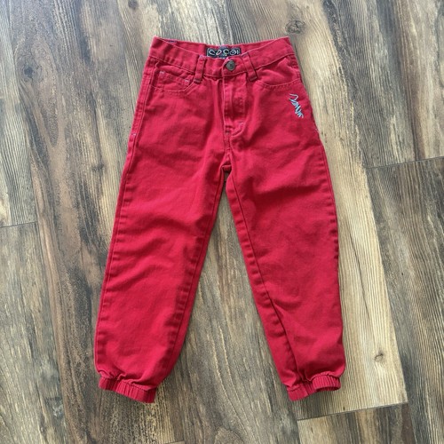 COOGI Kids Sz 4T Embroidered Red Jeans Unisex Elastic Ankels - Picture 2 of 10