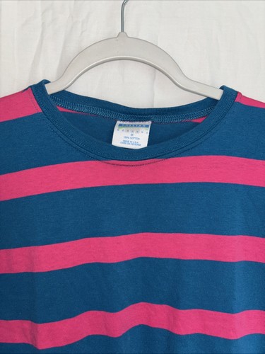 Vintage Cheetah Mervyns 90s Striped Tee Shirt Size M USA Made Surf Skate Cotton - Picture 2 of 6