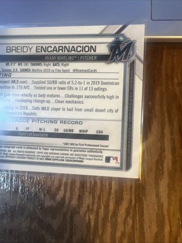 Breidy Encarnacion 2021 Bowman Sapphire Edition Chrome Prospects Auto #BSPA-BE - Picture 5 of 6