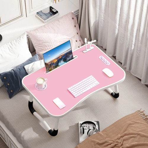 Tavolo Portatile Pieghevole Portatile Uso Domestico Letto Comfort con Luce USB Ventilatore Portabicchieri - Foto 70 di 72