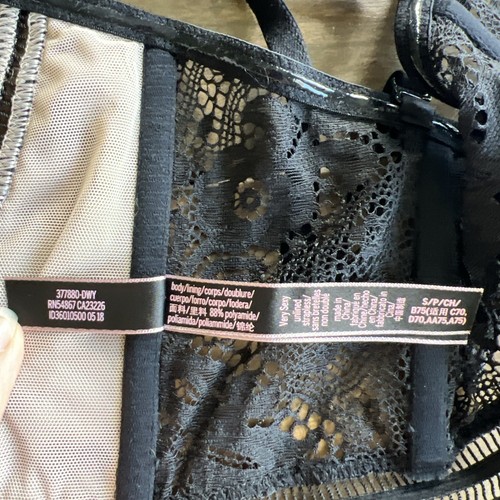 Victoria's Secret VSX Black Lace Corset Style Bra Removable Straps Size Small - Picture 9 of 11