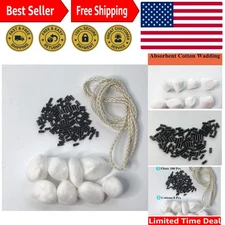 100 Pieces Ferrocerium Flint & 8 Cotton Replacements with 40 Inch Wick - Dura...