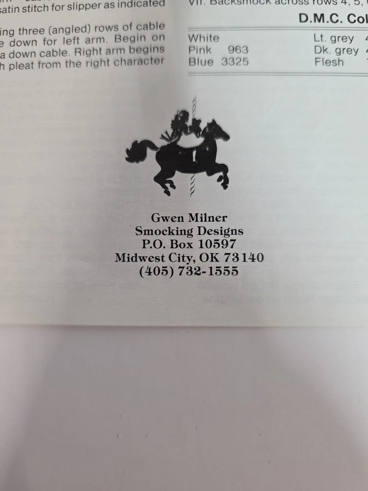 Vintage Gwen Milner Smocking Designs Cinderella #105 1985 Embroidery Pattern - Image 4 of 4