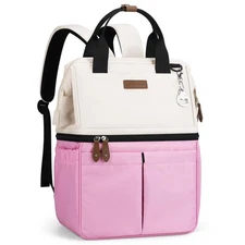 Cooler Backpack 36 Cans Insulated Soft Leakproof Double Deck Cooler Bag Beige