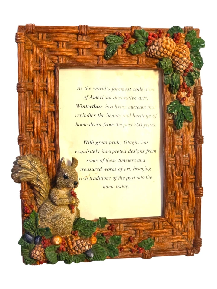 Squirrel Winterthur Museum Otagiri Frame Vintage Woods Nature Pinecones * Read - Image 2 of 4