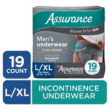 Assurance Men's Incontinence Underwear, L/XL , Maximum Absorbency (19 Count)