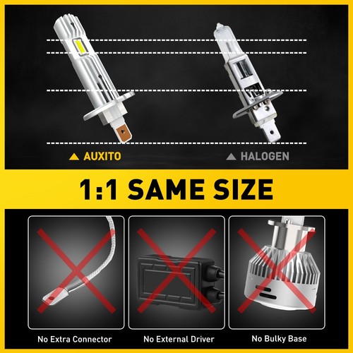 Kit de conversión de bombillas de faros LED H1 haz alto/bajo 200W 10000LM 6500K súper blanco - Imagen 10 de 14