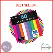 Kassa 60-Piece Permanent Vinyl Sheets | 10 Bold Colors in 12" x 12" with a Squee
