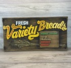 Vintage 1970’s Al Pisano Wood Sign Fresh Variety Breads Rustic Wall Art 12"x23"