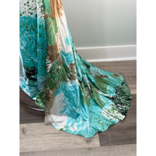 Vestido Jovani Vintage Cuentas Mujer 4 Azul Verde Multi Sirena Tren Y2K - Imagen 4 de 13