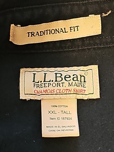 L.L. Bean Mens 2XL Tall Navy Blue Soft Chamois Cloth Shirt Long Sleeve Button Up - Picture 2 of 13