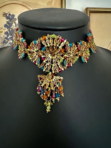 Vintage Kundan Bollywood Gold Tone 4 Necklaces Craft Wear #C-9 - Picture 17 of 18