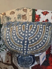 12x 12 Inch Storehouse Beaded Hanukkah Pillow