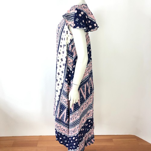 Maeve Anthropologie Small A-Line Viscose High Low Midi Dress All Over Print Blue - Picture 4 of 15