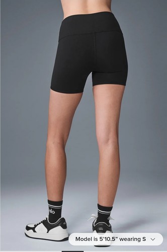 ALO YOGA 5" Airbrush High-Waist Biker Short Size XS Black  - Picture 4 of 4