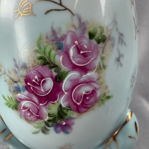 Vintage Inarco Japan E-116/M Hand-Painted Egg Vase Gold Trim Floral Design - Picture 3 of 24