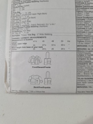 McCall's M4798 Woman Coat & tote One Size  Sewing Pattern New - Picture 4 of 5