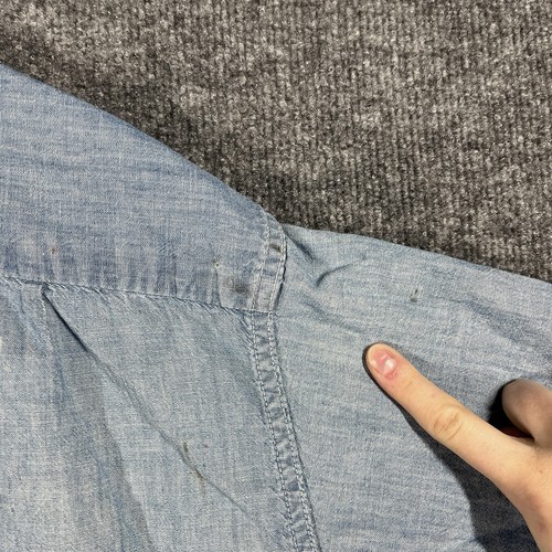 VINTAGE 70s Big Mac Chambray Shirt Mens Size Large Work Denim Sanforized - Picture 13 of 17