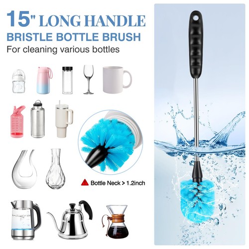 3-in-1 Stainless Steel Cleaning Brush Set, Long Handle for Narrow Neck Bottle... - Picture 4 of 7