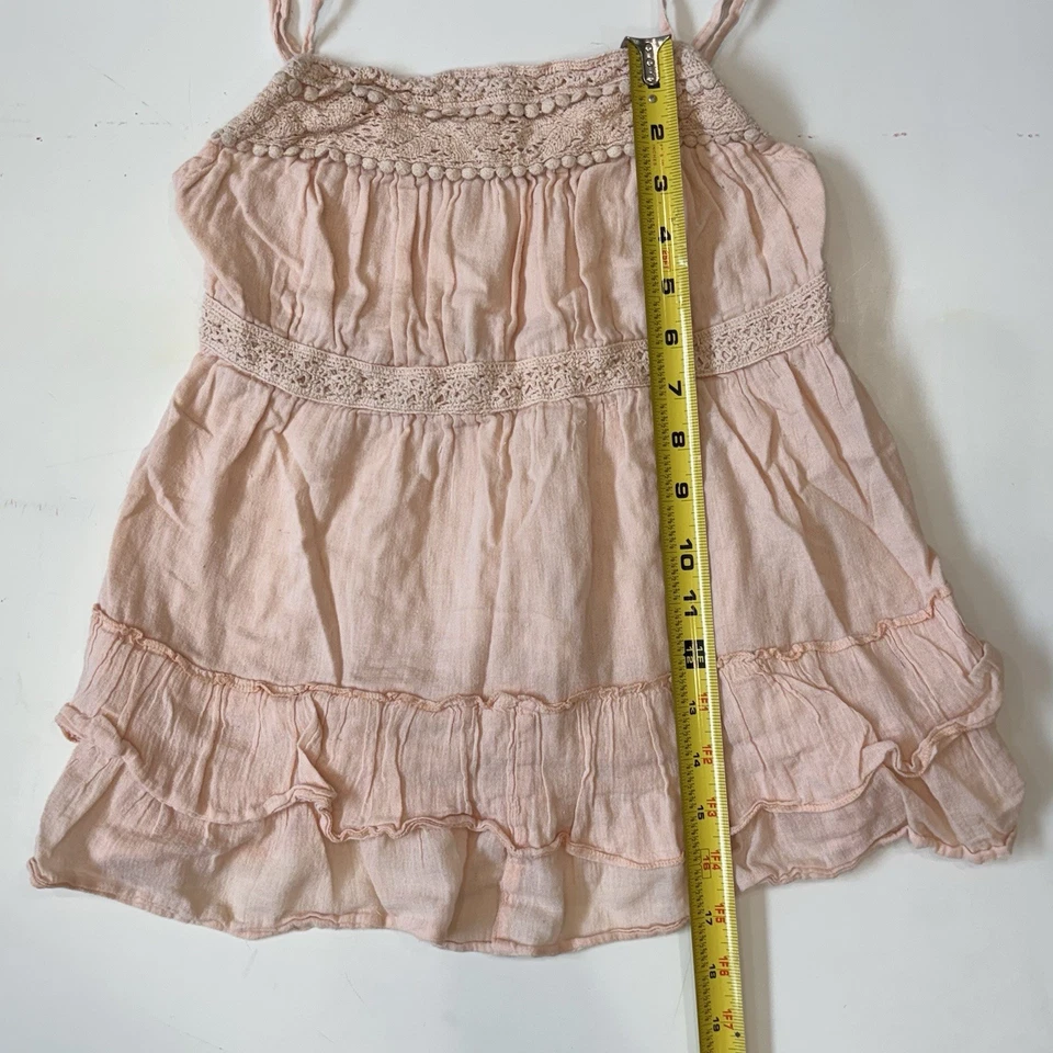Vintage Y2K Mudd Cami Babydoll Tank Top Junior Women Medium M Pink Lace Trim - Image 4 of 4