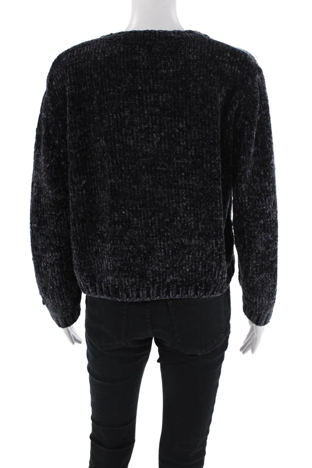 Suéter recortado tejido manga larga cuello redondo púrpura talla M de Bella Dahl para mujer Foto 3 de 4