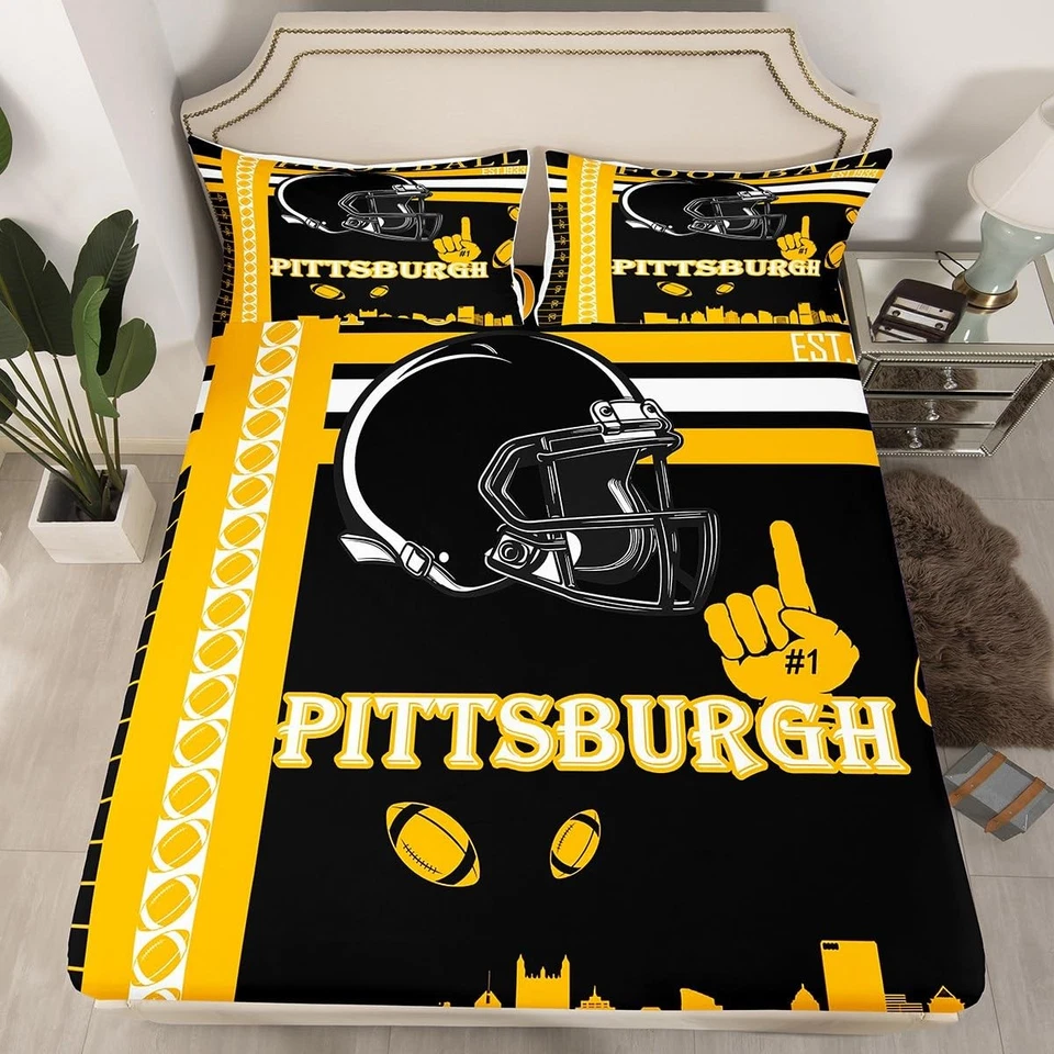 Football Bed Sheets Set Boys Girls Full Size Rugby Sports Bedding Set Footbal... - Image 3 of 4