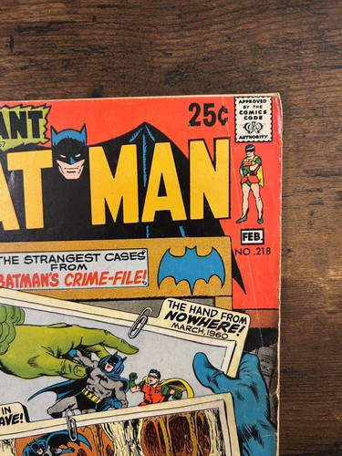 Batman #218 DC Comics (1970) Low Grade Back Cover Detached Joe Kubert Bronze Age - Picture 3 of 10