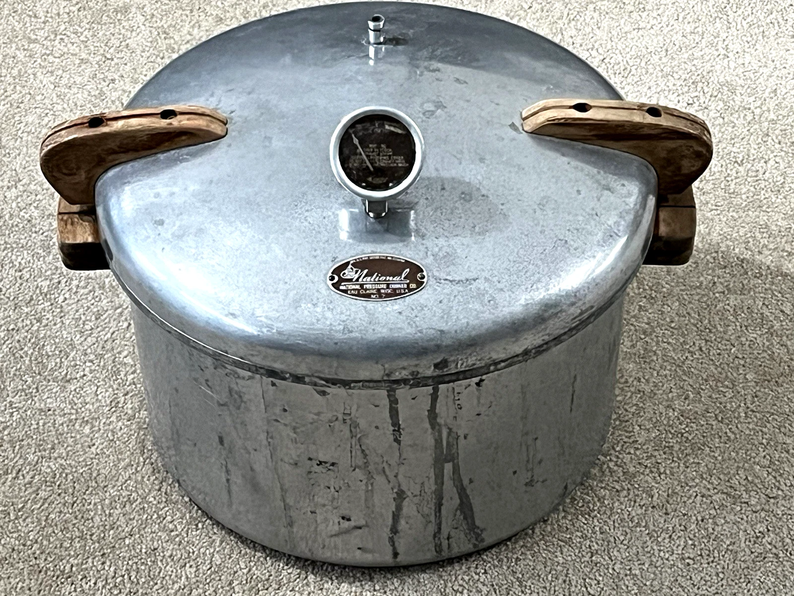 Vintage National Presto No. 7 Pressure Cooker Canner 16 quart Wood Handles READ