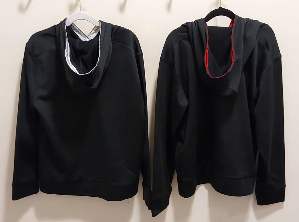 2 sudaderas con capucha Adidas negras para niños con logotipos cosidos y bolsillo frontal / talla M 10-12 / usadas en excelente estado Foto 2 de 4