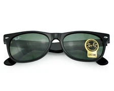 Ray-Ban RB2132 Sunglasses 55mm New Wayfarer Classic Black Frame Green Lenses