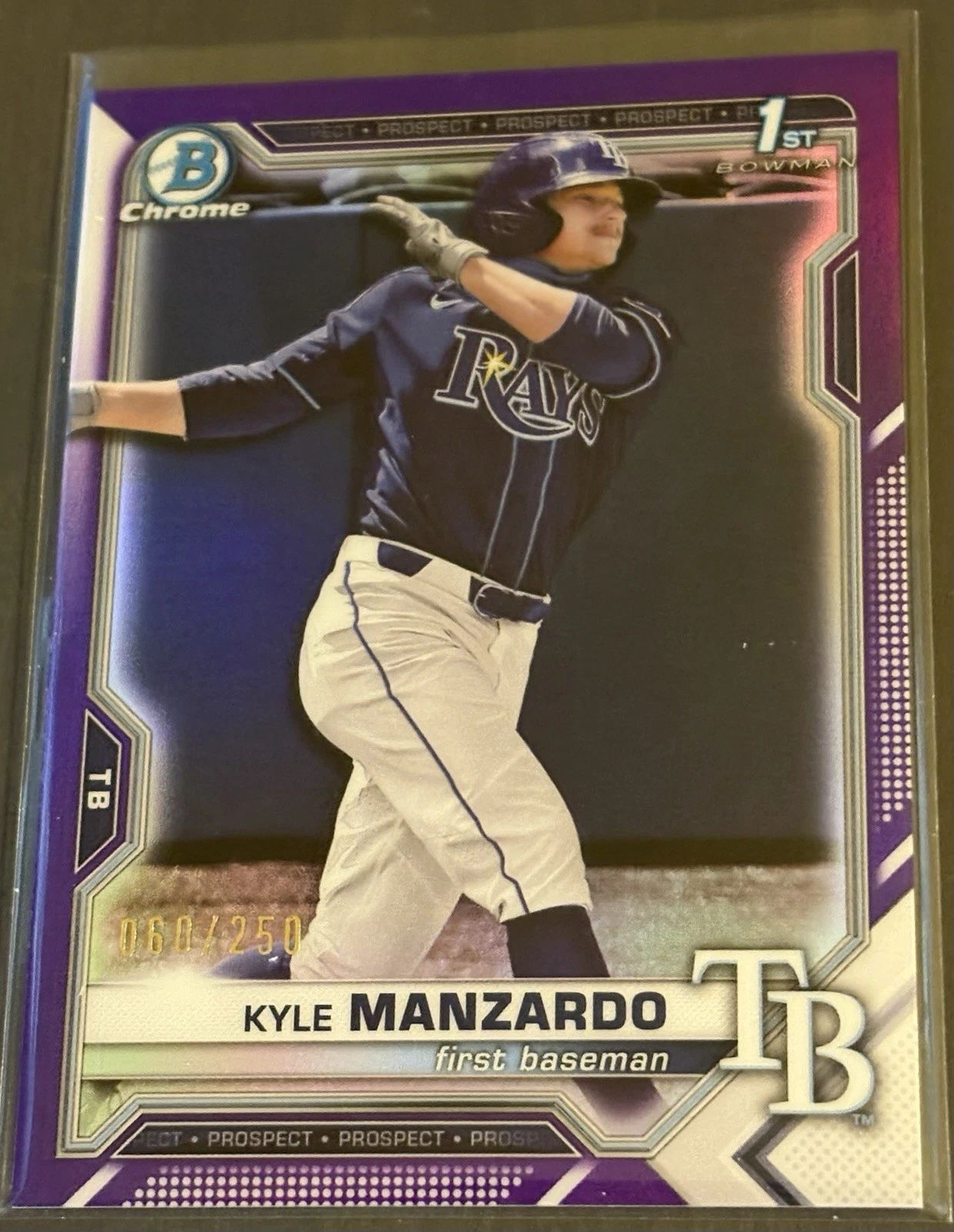 2021 Bowman Draft Kyle Manzardo Chrome 1st Purple Refractor #/250