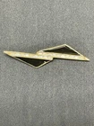 Art Deco Pin Brooch Gold Tone Black Enamel Clear Rhinestones Vintage Jewelry