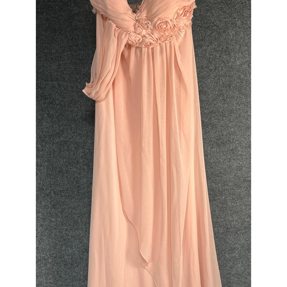 Vintage Cache One Shoulder Pink Chiffon Rose Formal Gown Prom Maxi Dress Size 8 - Image 3 of 4