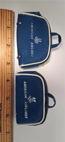 2 Vintage Barbie AMERICAN AIRLINES Blue Flight Bags Airplane Stewardess #984