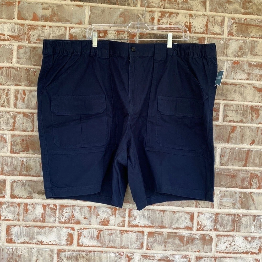 Croft & Borrow Navy Elasticized Sides Plus Size Cargo Shorts