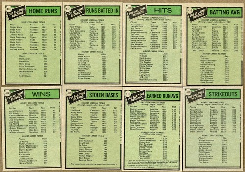 1979 Topps * ALL TIME RECORD HOLDERS * Hank Aaron Ty Cobb Cy Young Nolan Ryan A+ - Picture 2 of 2