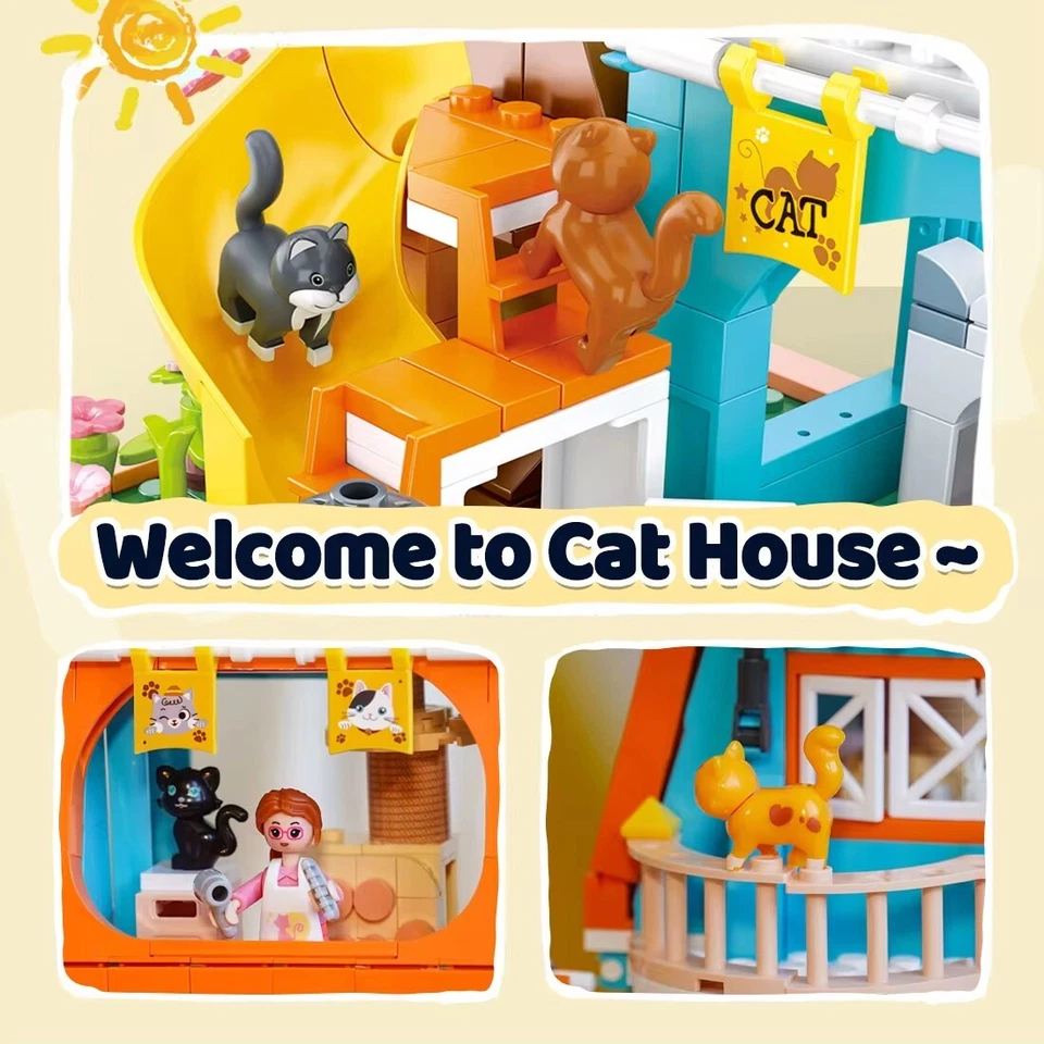 Sluban 521PCS Cute Cat Home Building Blocks Slide Cherry Tree Building Bricks - Image 4 of 4