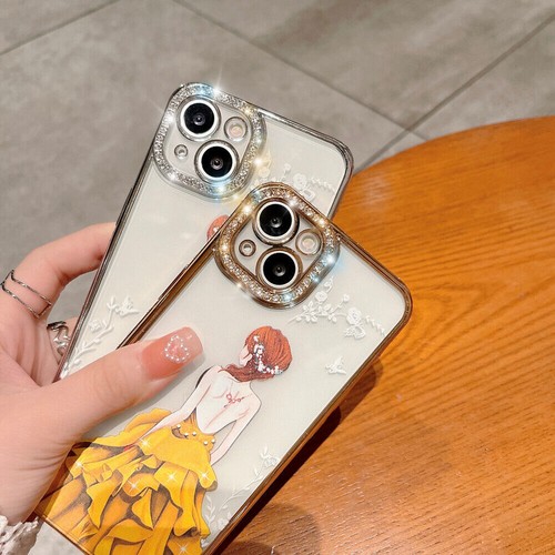 Luxury Girl Diamond Crystal Phone Case For iPhone 15 14 13 12 11 Pro Max XR XS - Picture 6 of 23