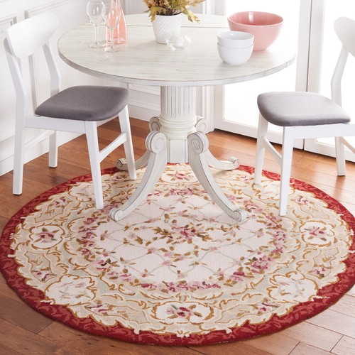 Safavieh Chelsea IVORY / BURGUNDY 3' X 3' Round Area Rug - HK73A-3R - Picture 1 of 3